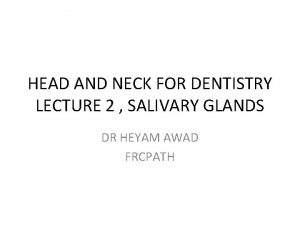 HEAD AND NECK FOR DENTISTRY LECTURE 2 SALIVARY