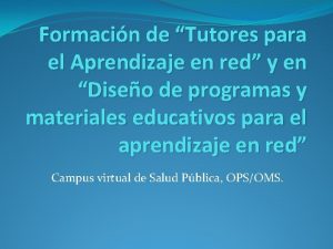 Formacin de Tutores para el Aprendizaje en red