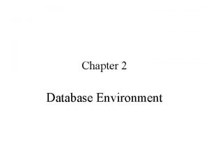 Chapter 2 Database Environment Agenda ThreeLevel ANSISPARC Architecture