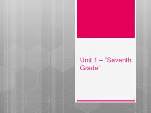 Unit 1 Seventh Grade Unit 1 Objectives identify