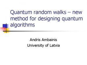Quantum random walks new method for designing quantum