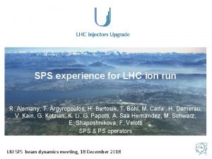 SPS experience for LHC ion run R Alemany