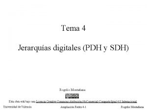 Tema 4 Jerarquas digitales PDH y SDH Rogelio