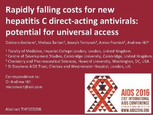 Rapidly falling costs for new hepatitis C directacting