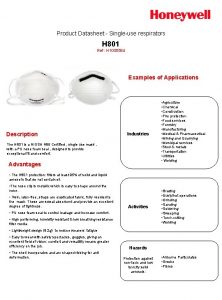 Product Datasheet Singleuse respirators H 801 Ref H