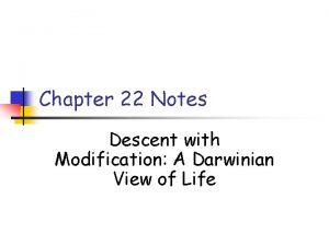 Chapter 22 Notes Descent with Modification A Darwinian