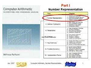 Part I Number Representation Apr 2007 Computer Arithmetic