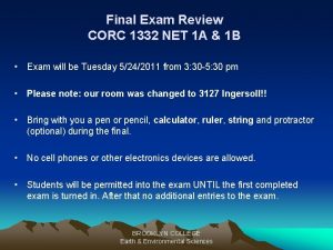 Final Exam Review CORC 1332 NET 1 A