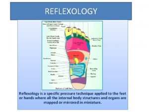 REFLEXOLOGY Reflexology is a specific pressure technique applied
