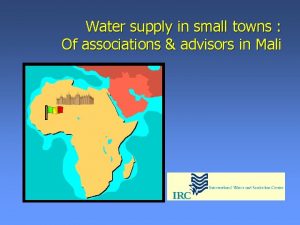 Water supply in small towns Of associations advisors