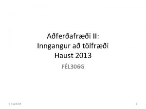 Aferafri II Inngangur a tlfri Haust 2013 FL