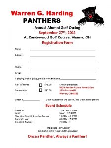 Warren G Harding PANTHERS Annual Alumni Golf Outing