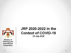 JRP 2020 2022 in the Context of COVID19