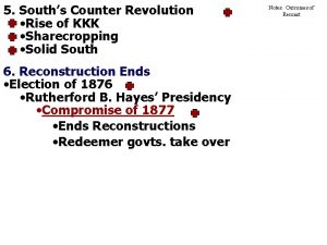 5 Souths Counter Revolution Rise of KKK Sharecropping