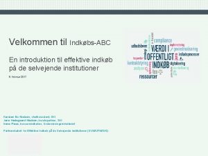 Velkommen til IndkbsABC En introduktion til effektive indkb