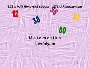 Z s VJM Rimavsk Sobota MTSAI Rimaszombat Matematika