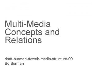 MultiMedia Concepts and Relations draftburmanrtcwebmediastructure00 Bo Burman Background