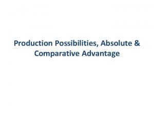Production Possibilities Absolute Comparative Advantage Production Possibilities Curve