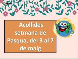 Acollides setmana de Pasqua del 3 al 7