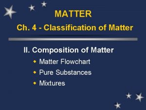MATTER Ch 4 Classification of Matter II Composition
