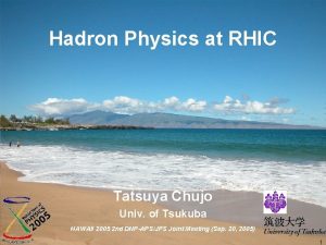 Hadron Physics at RHIC Tatsuya Chujo Univ of
