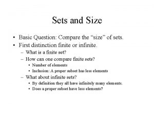 Sets and Size Basic Question Compare the size