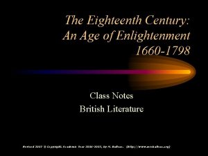 The Eighteenth Century An Age of Enlightenment 1660