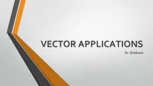 VECTOR APPLICATIONS Dr Shildneck WORK Example 1 A