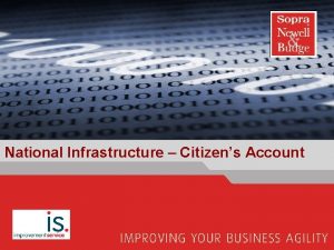 National Infrastructure Citizens Account National Infrastructure The Vision