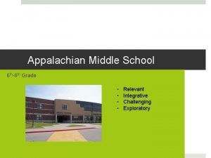 Appalachian Middle School 6 th8 th Grade Relevant