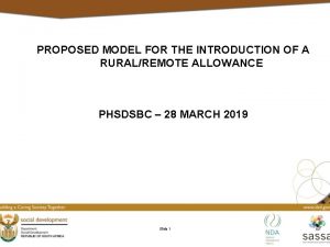 PROPOSED MODEL FOR THE INTRODUCTION OF A RURALREMOTE