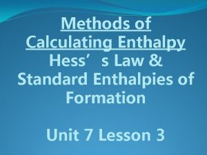 Methods of Calculating Enthalpy Hesss Law Standard Enthalpies