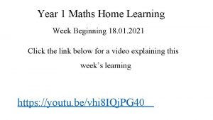 Year 1 Maths Home Learning Week Beginning 18