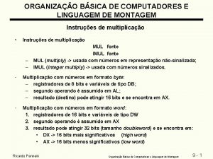 ORGANIZAO BSICA DE COMPUTADORES E LINGUAGEM DE MONTAGEM