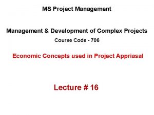 MS Project Management Development of Complex Projects Course