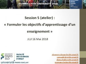 Session 5 atelier Formuler les objectifs dapprentissage dun