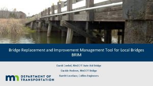 Bridge Replacement and Improvement Management Tool for Local