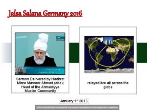 Jalsa Salana Germany 2016 Sermon Delivered by Hadhrat