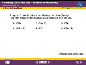 Counting Outcomes and Theoretical Probability PREALGEBRA LESSON 12