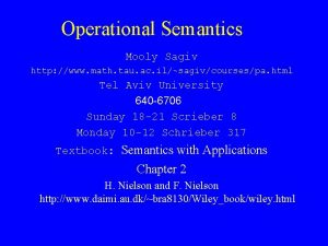Operational Semantics Mooly Sagiv http www math tau