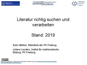 Literatur richtig suchen und verarbeiten Stand 2019 Karin