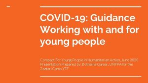 COVID19 Guidance Working with and for young people