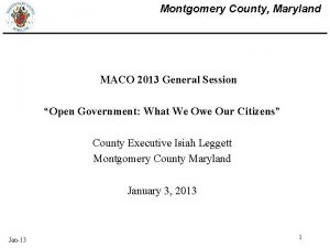 Montgomery County Maryland MACO 2013 General Session Open