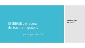 SINERGIE per la cura del trauma migratorio psicologia