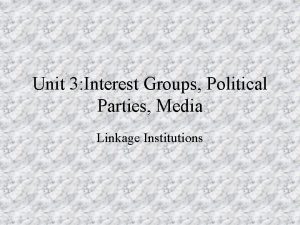 Unit 3 Interest Groups Political Parties Media Linkage