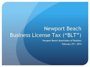 Newport Beach Business License Tax BLT Newport Beach