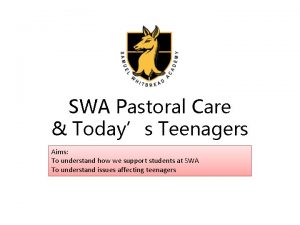 SWA Pastoral Care Todays Teenagers Aims To understand