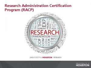 Research Administration Certification Program RACP Module 4 Export
