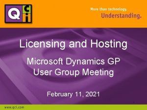Licensing and Hosting Microsoft Dynamics GP User Group