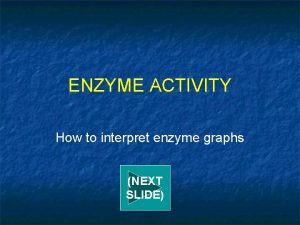 ENZYME ACTIVITY How to interpret enzyme graphs NEXT